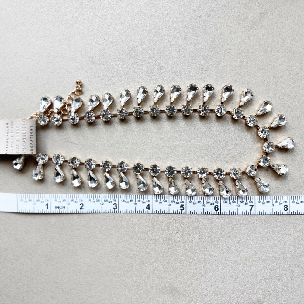 Anthropologie Clear Rhinestone Teardrop Necklace - Picture 15 of 16